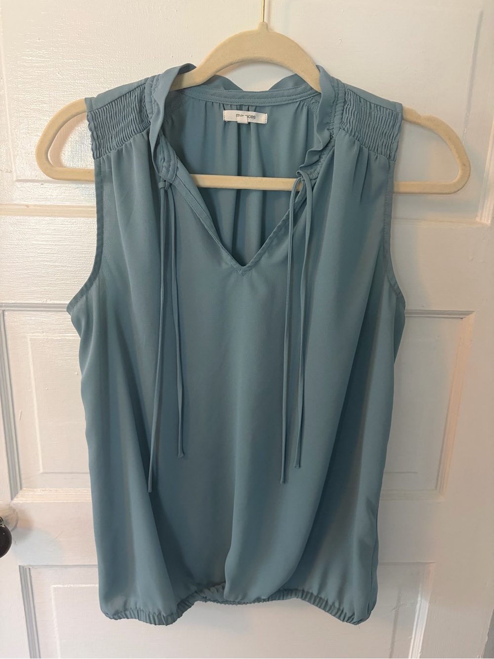 Maurices Dusty Blue Sleeveless Tie-Neck Tank